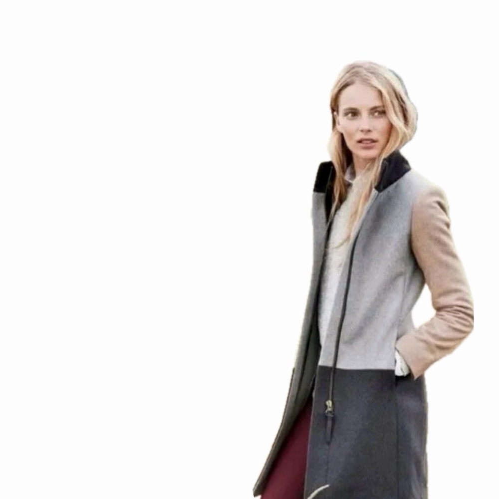 J. Crew Colorblock Funnel Neck Coat